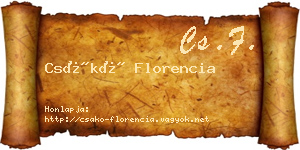 Csákó Florencia névjegykártya